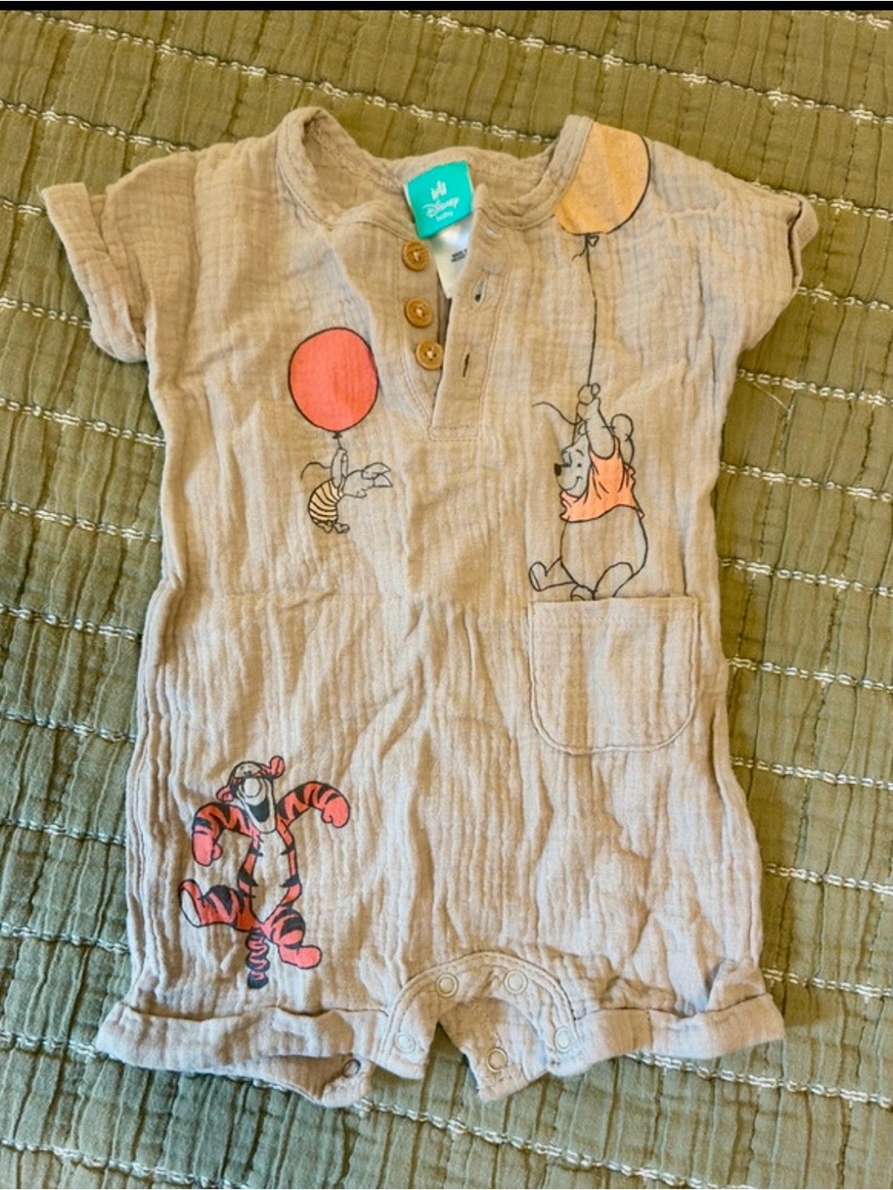 Winnie the Pooh & Tigger Baby Romper - Beige with Orange Accents